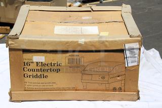 BRAND NEW! Avantco EG16N 16" Electric Countertop Griddle - 120V, 1750W, 14.6 Amps	1 Phase	60 Hz. Box is damaged.