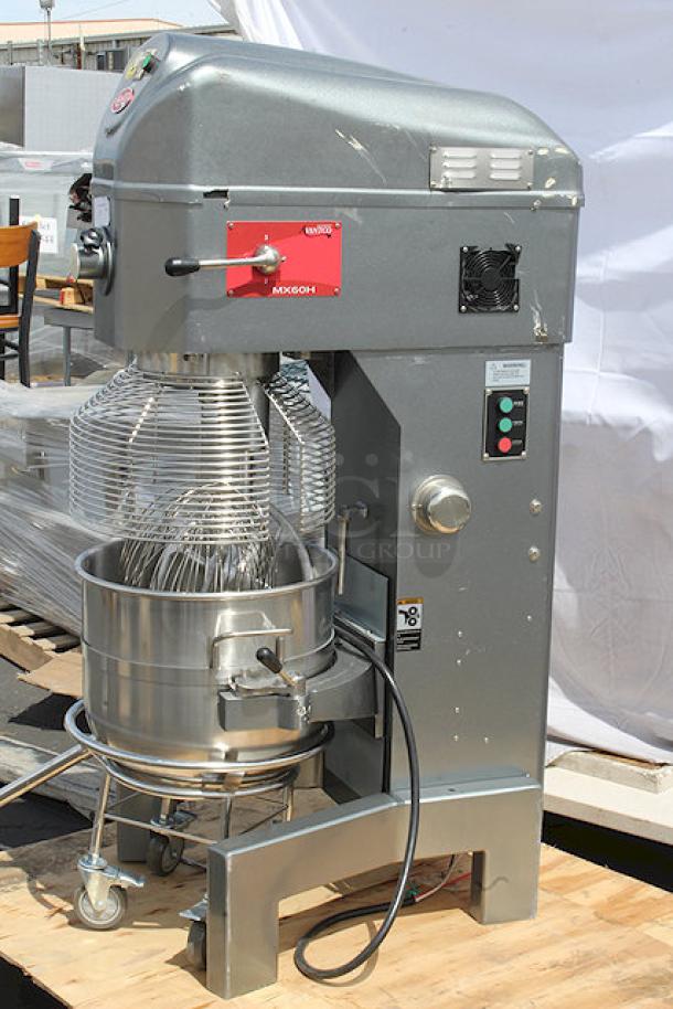 BRAND NEW SCRATCH & DENT Avantco MX60H 60 Qt. Planetary Floor Mixer with Guard & Standard Accessories - 240V, 3 Phase, 2 1/2 hp. S/N: 04012924-177MX60H. - Image 1 of 12