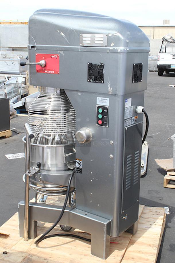 BRAND NEW SCRATCH & DENT Avantco MX60H 60 Qt. Planetary Floor Mixer with Guard & Standard Accessories - 240V, 3 Phase, 2 1/2 hp. S/N: 04012924-177MX60H. - Image 2 of 12