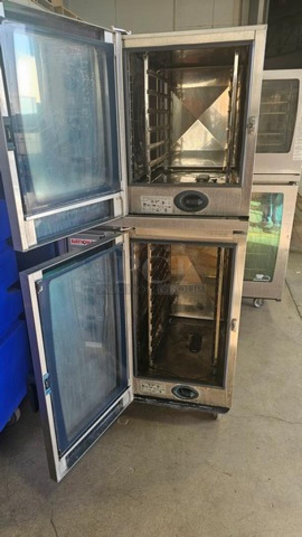 Rational Double Stack CombiMaster Plus Combination Oven. On Casters. Very Good Condition.

(Top) CMP61 Electric CombiMaster Plus Combination Oven. 208V, 3 PH, 11 kW, 60 Hz.
(Bottom) CMP101 Electric CombiMaster Plus Combination Oven. 208V, 3 PH, 19 kW, 60 Hz. - Image 2 of 4