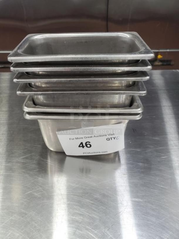 Lot of 6 1/9-Size Anti-Jam Heavy Duty Stainless Steel Food Pans 4" Deep - Image 1 of 3