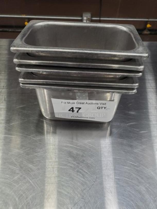 Lot of 5 1/9-Size Anti-Jam Heavy Duty Stainless Steel Food Pans 4" Deep - Image 1 of 3