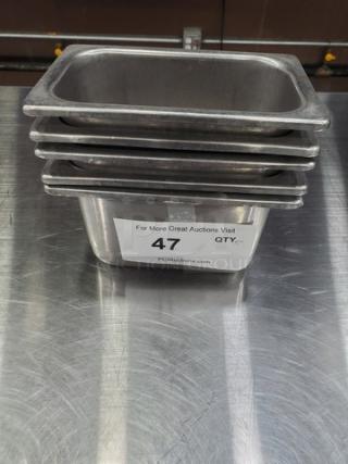 Lot of 5 1/9-Size Anti-Jam Heavy Duty Stainless Steel Food Pans 4" Deep