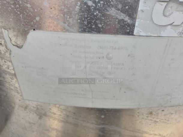 NCA18FA CaptiveAire -28″ Base- Upblast Belt Drive UL762 Listed Exhaust Fan. 3 PH, 1.5 HP, 208 VAC, 60 Hz, 4.7 Full Load Amps. - Image 2 of 5