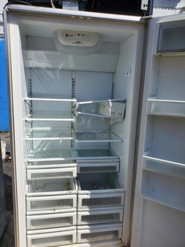 Monogram 36" Panel-Ready Integrated Column Refrigerator. The panel shown (5th picture) covers both the Refrigerator (this listing) and the Freezer unit (item #65). It is recommended that both units are purchased by the same buyer. Otherwise the panel will have to be altered so that each unit will still have a panel. - Image 2 of 8