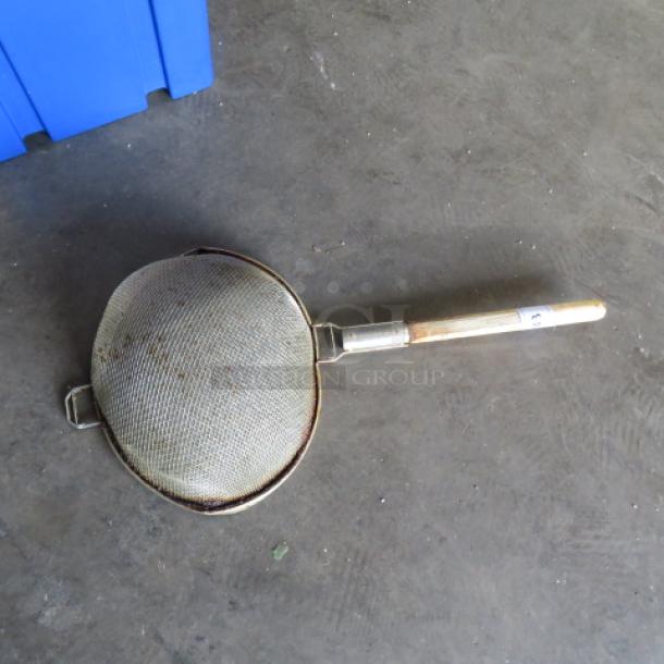 One Wooden Handle Mesh Strainer. - Image 1 of 1