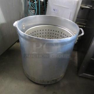 One XL Aluminum Stock Pot With Steamer Basket. 18X19