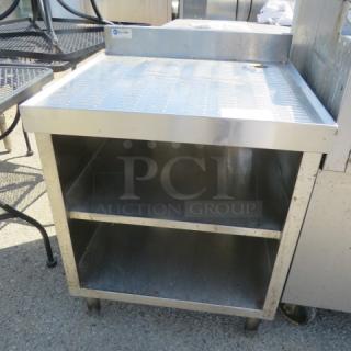 One Stainless Steel Under Bar Drain Table With 2 SS Under Shelves. 24X24X33