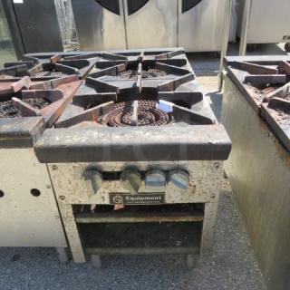 One GSW Double Burner Natural Gas Stock Pot Range. WORKING WHEN REMOVED. Model# AESP2-3R24NG. 48X30X37