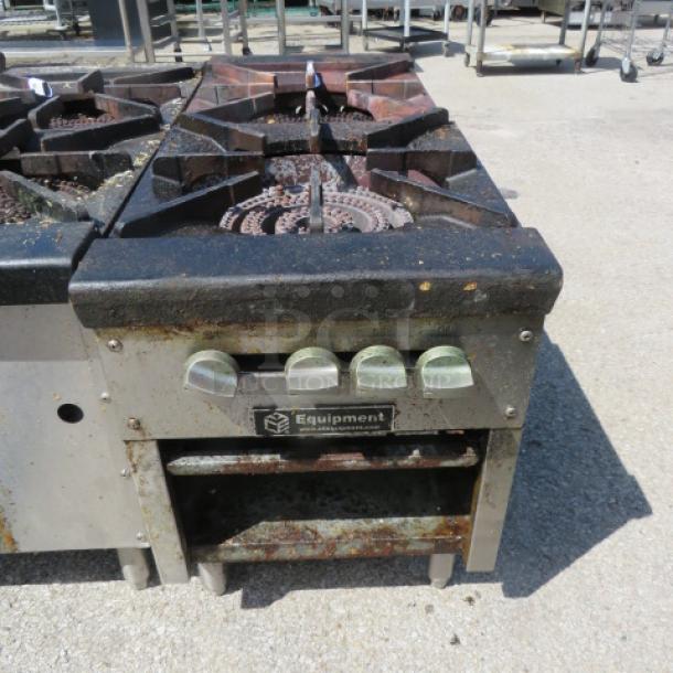 One GSW Double Burner Natural Gas Stock Pot Range. WORKING WHEN REMOVED. Model# AESP2-3R24NG. 48X30X37 - Image 1 of 1