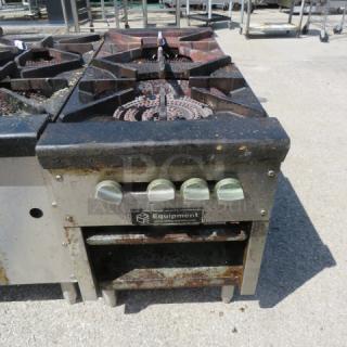 One GSW Double Burner Natural Gas Stock Pot Range. WORKING WHEN REMOVED. Model# AESP2-3R24NG. 48X30X37