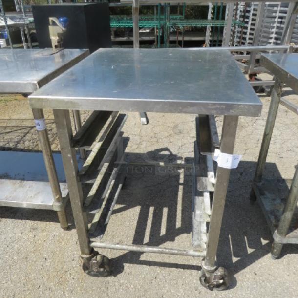 One SS Speed Rack With Stainless Steel Top On Casters. 26X30X35 - Image 1 of 1