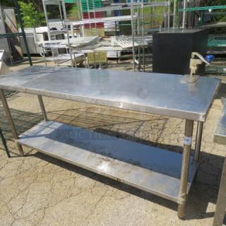 One Stainless Steel table With A Stainless Steel Under Shelf And A 10lb Can Opener. 72X24X33.5
