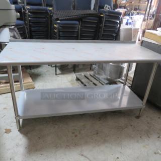 One NEW Stainless Steel Table With SS Under Shelf. Still In Plastic! 72X30X37