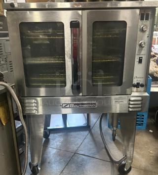 One WORKING Southbend Electric  Convection Oven With 5 Rack On Stand With Casters. Model# PDE75S/SD. 38.5X40X55. $4675.00 - Item #1183398