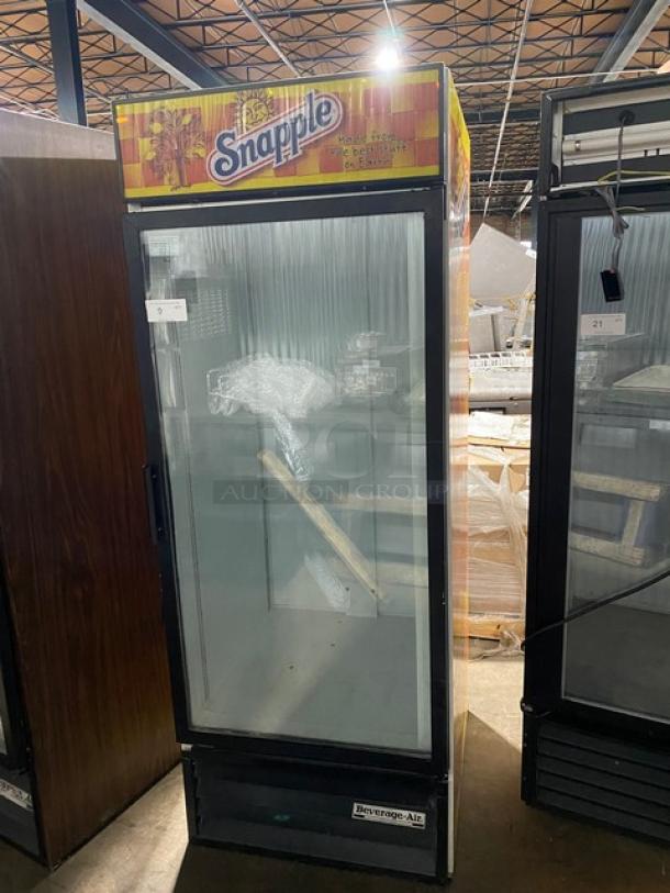 Beverage-Air Snapple Style Commercial Single Glass Swing Door Reach In Merchandiser Refrigerator! Model: MT27 SN: 7086464! 115V 1 Phase! - Image 1 of 7
