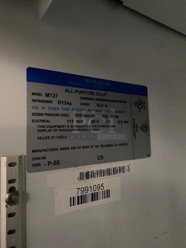 Beverage-Air Commercial Black Powder Coated Single Glass Swing Door Reach In Merchandiser Refrigerator! Model: MT27 SN: 7991095! 115V 1 Phase! - Image 7 of 8