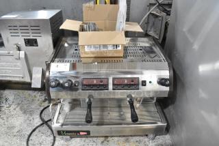 BRAND NEW SCRATCH AND DENT! Cecilware Venezia ESP2 Stainless Steel Commercial Countertop 2 Group Espresso Machine w/ 2 Portafilters and 2 Steam Wands. 220-240 Volts, 1 Phase.