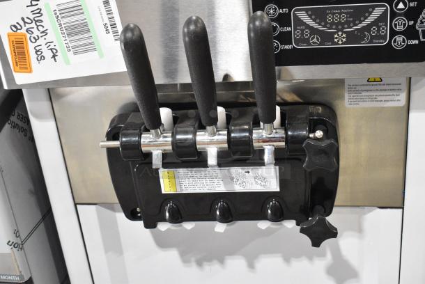 BRAND NEW SCRATCH AND DENT!  Vevor D520S Stainless Steel Commercial Countertop Air Cooled 2 Flavor w/ Twist Soft Serve Ice Cream Machine. 115 Volts, 1 Phase. - Image 3 of 8