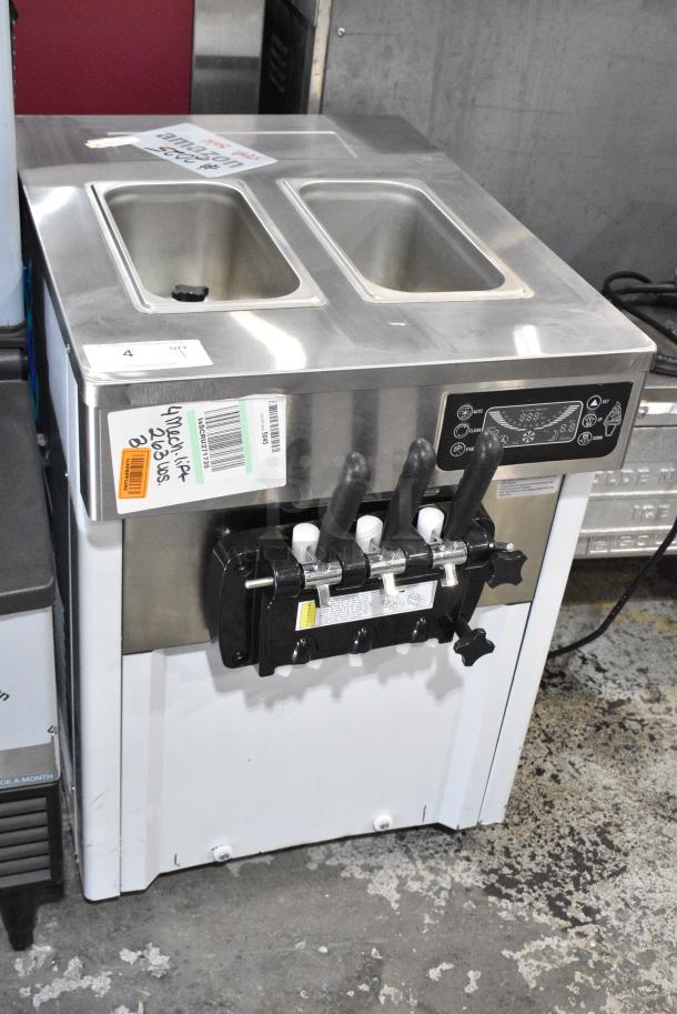 BRAND NEW SCRATCH AND DENT!  Vevor D520S Stainless Steel Commercial Countertop Air Cooled 2 Flavor w/ Twist Soft Serve Ice Cream Machine. 115 Volts, 1 Phase. - Image 5 of 8