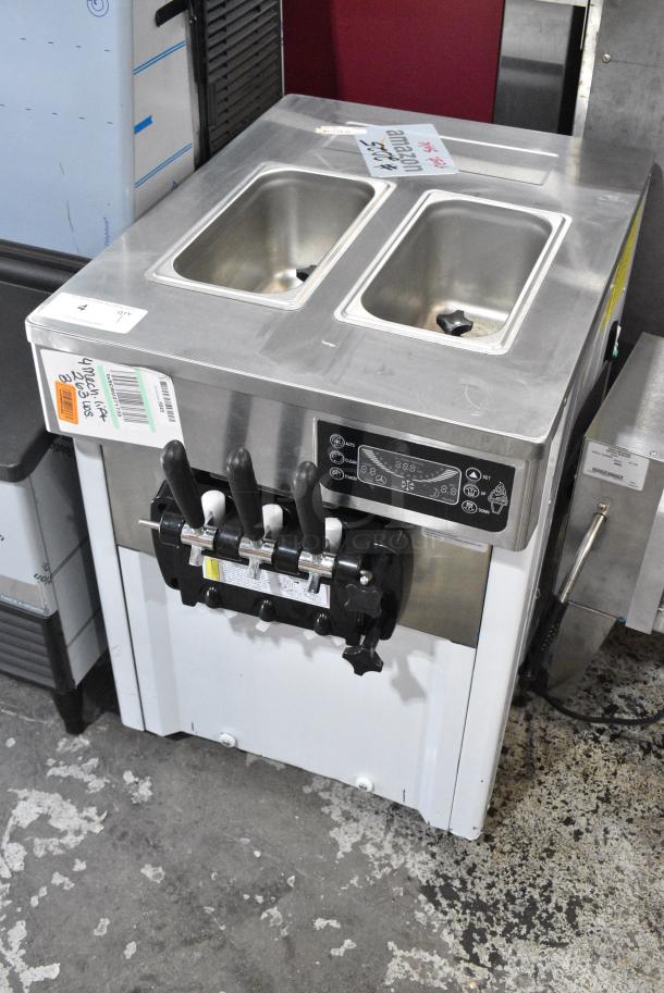 BRAND NEW SCRATCH AND DENT!  Vevor D520S Stainless Steel Commercial Countertop Air Cooled 2 Flavor w/ Twist Soft Serve Ice Cream Machine. 115 Volts, 1 Phase. - Image 6 of 8
