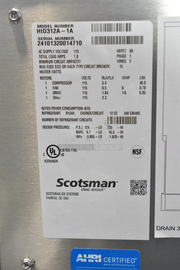 BRAND NEW SCRATCH AND DENT! 2024 Scotsman HID312A-1A Stainless Steel Commercial Countertop Ice Machine and Water Dispenser - 12 lb. Bin Storage. 115 Volts, 1 Phase. - Image 6 of 6