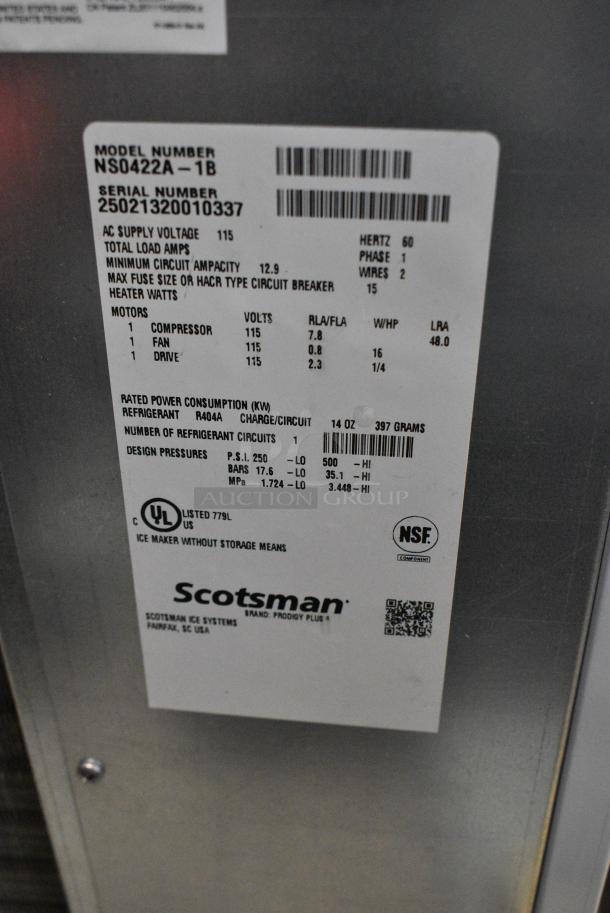 BRAND NEW SCRATCH AND DENT! 2025 Scotsman NS0422A-1B Stainless Steel Commercial Countertop Nugget Ice Machine - 420 lb. 115 Volts, 1 Phase. - Image 8 of 8