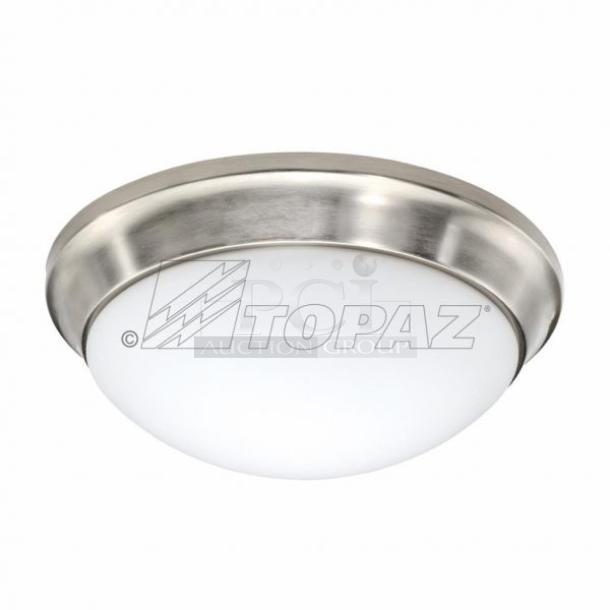 BRAND NEW SCRATCH AND DENT! Box of 4 Topaz F-FM11/15/TL/G/30/BN 11″ LED Dimmable Ceiling Light, Brushed Nickel - Image 1 of 6