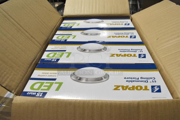 BRAND NEW SCRATCH AND DENT! Box of 4 Topaz F-FM11/15/TL/G/30/BN 11″ LED Dimmable Ceiling Light, Brushed Nickel - Image 3 of 6