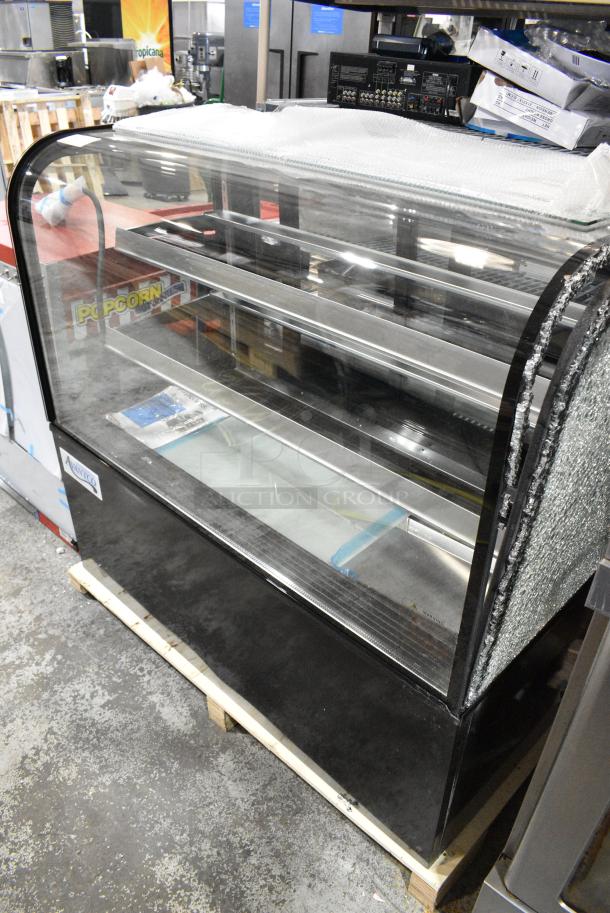 BRAND NEW SCRATCH AND DENT! Avantco  193BC48HCB 48" Curved Glass Black Refrigerated Bakery Display Case. See Pictures for Broken Glass. 110-120 Volts, 1 Phase. Tested and Working! - Image 2 of 7