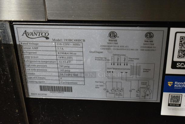 BRAND NEW SCRATCH AND DENT! Avantco  193BC48HCB 48" Curved Glass Black Refrigerated Bakery Display Case. See Pictures for Broken Glass. 110-120 Volts, 1 Phase. Tested and Working! - Image 7 of 7