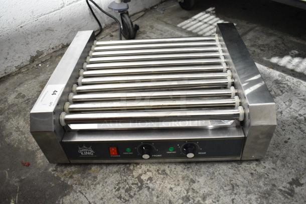 BRAND NEW SCRATCH AND DENT! 2023 Carnival King 382HDRG30 Stainless Steel Commercial Countertop 30 Hot Dog Roller Grill with 11 Rollers. 120 Volts, 1 Phase. Tested and Working! - Image 1 of 6
