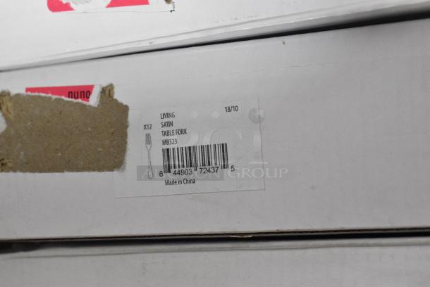 13 BRAND NEW SCRATCH AND DENT! Boxes of Silverware Including 2 Sola MB324 Living Satin 9" 18/10 Stainless Steel Extra Heavy Weight Table Knife by Arc Cardinal - 12/Case, 2 Sola MB323 Living Satin 8 1/8" 18/10 Stainless Steel Extra Heavy Weight Table Fork by Arc Cardinal - 12/Case, 3 Sola MB327 Living Satin 7 3/8" 18/10 Stainless Steel Extra Heavy Weight Dessert Fork by Arc Cardinal - 12/Case, 2 Sola MB326 Living Satin 7 3/8" 18/10 Stainless Steel Extra Heavy Weight Dessert Spoon by Arc Cardinal - 12/Case, 2 Sola MB322 Living Satin 8 1/8" 18/10 Stainless Steel Extra Heavy Weight Tablespoon / Serving Spoon by Arc Cardinal - 12/Case, 2 Sola MB337 Living Satin 7 1/8" 18/10 Stainless Steel Extra Heavy Weight Bouillon Spoon by Arc Cardinal - 12/Case. 13 Times Your Bid! - Image 5 of 15