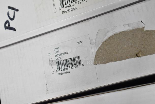 13 BRAND NEW SCRATCH AND DENT! Boxes of Silverware Including 2 Sola MB324 Living Satin 9" 18/10 Stainless Steel Extra Heavy Weight Table Knife by Arc Cardinal - 12/Case, 2 Sola MB323 Living Satin 8 1/8" 18/10 Stainless Steel Extra Heavy Weight Table Fork by Arc Cardinal - 12/Case, 3 Sola MB327 Living Satin 7 3/8" 18/10 Stainless Steel Extra Heavy Weight Dessert Fork by Arc Cardinal - 12/Case, 2 Sola MB326 Living Satin 7 3/8" 18/10 Stainless Steel Extra Heavy Weight Dessert Spoon by Arc Cardinal - 12/Case, 2 Sola MB322 Living Satin 8 1/8" 18/10 Stainless Steel Extra Heavy Weight Tablespoon / Serving Spoon by Arc Cardinal - 12/Case, 2 Sola MB337 Living Satin 7 1/8" 18/10 Stainless Steel Extra Heavy Weight Bouillon Spoon by Arc Cardinal - 12/Case. 13 Times Your Bid! - Image 7 of 15