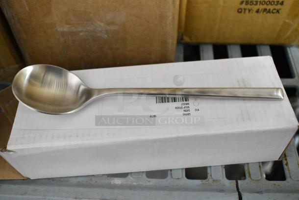 13 BRAND NEW SCRATCH AND DENT! Boxes of Silverware Including 2 Sola MB324 Living Satin 9" 18/10 Stainless Steel Extra Heavy Weight Table Knife by Arc Cardinal - 12/Case, 2 Sola MB323 Living Satin 8 1/8" 18/10 Stainless Steel Extra Heavy Weight Table Fork by Arc Cardinal - 12/Case, 3 Sola MB327 Living Satin 7 3/8" 18/10 Stainless Steel Extra Heavy Weight Dessert Fork by Arc Cardinal - 12/Case, 2 Sola MB326 Living Satin 7 3/8" 18/10 Stainless Steel Extra Heavy Weight Dessert Spoon by Arc Cardinal - 12/Case, 2 Sola MB322 Living Satin 8 1/8" 18/10 Stainless Steel Extra Heavy Weight Tablespoon / Serving Spoon by Arc Cardinal - 12/Case, 2 Sola MB337 Living Satin 7 1/8" 18/10 Stainless Steel Extra Heavy Weight Bouillon Spoon by Arc Cardinal - 12/Case. 13 Times Your Bid! - Image 10 of 15