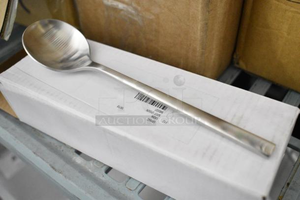 13 BRAND NEW SCRATCH AND DENT! Boxes of Silverware Including 2 Sola MB324 Living Satin 9" 18/10 Stainless Steel Extra Heavy Weight Table Knife by Arc Cardinal - 12/Case, 2 Sola MB323 Living Satin 8 1/8" 18/10 Stainless Steel Extra Heavy Weight Table Fork by Arc Cardinal - 12/Case, 3 Sola MB327 Living Satin 7 3/8" 18/10 Stainless Steel Extra Heavy Weight Dessert Fork by Arc Cardinal - 12/Case, 2 Sola MB326 Living Satin 7 3/8" 18/10 Stainless Steel Extra Heavy Weight Dessert Spoon by Arc Cardinal - 12/Case, 2 Sola MB322 Living Satin 8 1/8" 18/10 Stainless Steel Extra Heavy Weight Tablespoon / Serving Spoon by Arc Cardinal - 12/Case, 2 Sola MB337 Living Satin 7 1/8" 18/10 Stainless Steel Extra Heavy Weight Bouillon Spoon by Arc Cardinal - 12/Case. 13 Times Your Bid! - Image 11 of 15