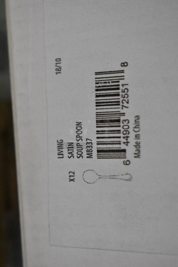 13 BRAND NEW SCRATCH AND DENT! Boxes of Silverware Including 2 Sola MB324 Living Satin 9" 18/10 Stainless Steel Extra Heavy Weight Table Knife by Arc Cardinal - 12/Case, 2 Sola MB323 Living Satin 8 1/8" 18/10 Stainless Steel Extra Heavy Weight Table Fork by Arc Cardinal - 12/Case, 3 Sola MB327 Living Satin 7 3/8" 18/10 Stainless Steel Extra Heavy Weight Dessert Fork by Arc Cardinal - 12/Case, 2 Sola MB326 Living Satin 7 3/8" 18/10 Stainless Steel Extra Heavy Weight Dessert Spoon by Arc Cardinal - 12/Case, 2 Sola MB322 Living Satin 8 1/8" 18/10 Stainless Steel Extra Heavy Weight Tablespoon / Serving Spoon by Arc Cardinal - 12/Case, 2 Sola MB337 Living Satin 7 1/8" 18/10 Stainless Steel Extra Heavy Weight Bouillon Spoon by Arc Cardinal - 12/Case. 13 Times Your Bid! - Image 15 of 15