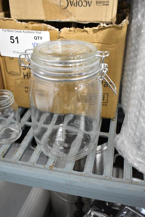 2  BRAND NEW SCRATCH AND DENT! Boxes Including 5537107 Acopa Rustic Charm 5 oz. Mini Mason Jar - 12/Case and 553100034 Choice 34 oz. Hinge Top Glass Storage Jar - 4/Pack. 2 Times Your Bid! - Image 4 of 8