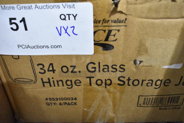 2  BRAND NEW SCRATCH AND DENT! Boxes Including 5537107 Acopa Rustic Charm 5 oz. Mini Mason Jar - 12/Case and 553100034 Choice 34 oz. Hinge Top Glass Storage Jar - 4/Pack. 2 Times Your Bid! - Image 6 of 8