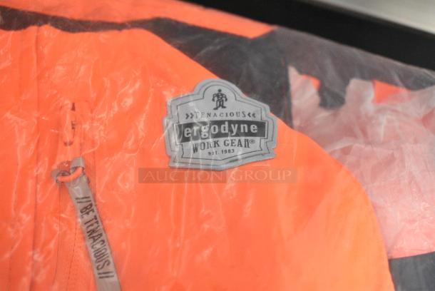2 BRAND NEW SCRATCH AND DENT! Ergodyne GloWear 8928 Class E Hi-Vis Orange Insulated Bib Overalls with Black Bottom . 2 Times Your Bid! - Image 2 of 5