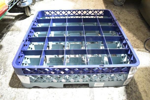BRAND NEW SCRATCH AND DENT! Noble Products 274RK251 25-Compartment Gray Full-Size Glass Rack with 1 Blue Extender - Image 1 of 3