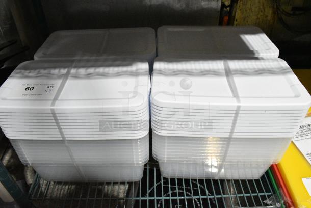 4 BRAND NEW SCRATCH AND DENT! Sets of 10 Clear Poly Bins w/ White Lids. 4 Times Your Bid! - Image 2 of 2