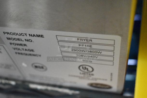 BRAND NEW SCRATCH AND DENT! Globe PF16E Stainless Steel Commercial Electric Powered Single Bay Fryer w/ Fry Basket. 208/240 Volts, 1 Phase. - Image 6 of 7