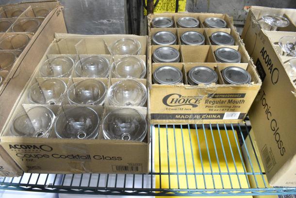 4 BRAND NEW SCRATCH AND DENT! Items Including Arcoroc 12652 Islande 8.5 oz. Rocks / Old Fashioned Glass by Arc Cardinal - 48/Case, 5535457 Acopa 7 oz. Coupe Cocktail Glass - 12/Case, 40716OZREGCJ Choice 16 oz. Pint Regular Mouth Glass Canning / Mason Jar with Silver Metal Lid and Band - 12/Case, 5539320 Acopa Empire 20 oz. Gin and Tonic Cocktail Glass - 12/Case. 4 Times Your Bid! - Image 11 of 12
