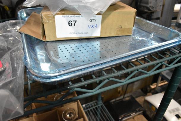 4 BRAND NEW SCRATCH AND DENT! Items Including 407PZCOUP08 Choice 8" Aluminum Coupe Pizza Pan, 407HALFPERF Choice Half Size 19 Gauge 13" x 18" Wire in Rim Aluminum Perforated Bun / Sheet Pan. 4 Times Your Bid! - Image 3 of 6