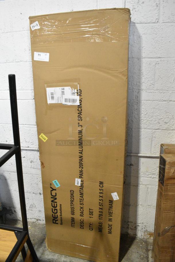 BRAND NEW SCRATCH AND DENT! Regency 600STPR20KD 20 Pan Aluminum Steam Table Pan Rack - Unassembled - Image 1 of 3