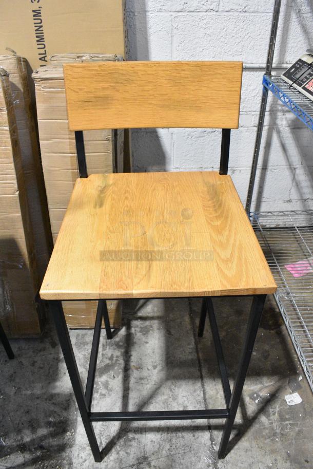 8 BRAND NEW SCRATCH AND DENT! Wooden Bar Height Chair on Metal Frame. 8 Times Your Bid! - Image 1 of 6