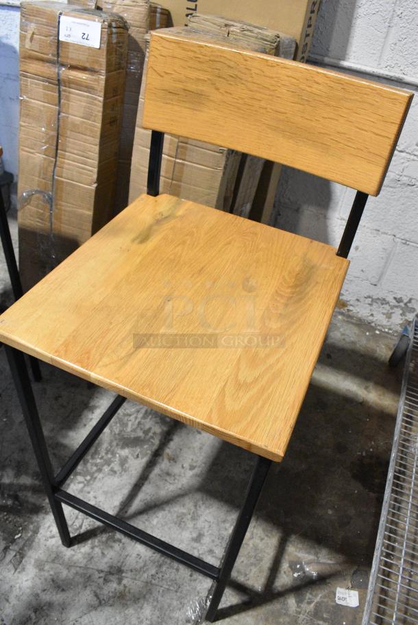 8 BRAND NEW SCRATCH AND DENT! Wooden Bar Height Chair on Metal Frame. 8 Times Your Bid! - Image 3 of 6