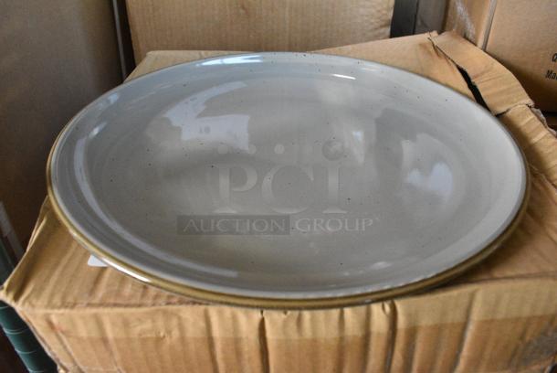 2 BRAND NEW SCRATCH AND DENT! Boxes of 4 Acopa 999COPP21GN 12 1/2" Granite Gray Stoneware Coupe Plate. 2 Times Your Bid! - Image 1 of 5