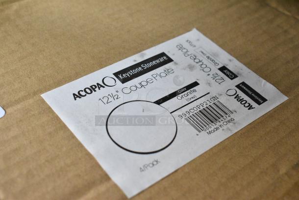 2 BRAND NEW SCRATCH AND DENT! Boxes of 4 Acopa 999COPP21GN 12 1/2" Granite Gray Stoneware Coupe Plate. 2 Times Your Bid! - Image 4 of 5